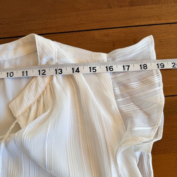 Calvin Klein White Stripe Ruffle Lightweight Sleeveless blouse - Picture 7 of 8